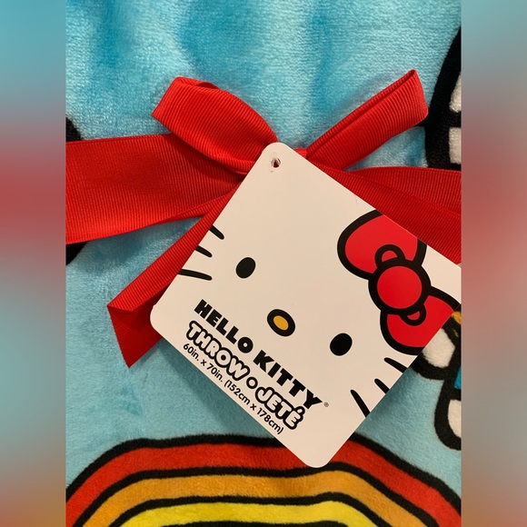 🌈 🧸 NWT Hello Kitty 🌈 Cute Ice Cream & Rainbows Twin Throw Blanket 🌈🧸 - Picture 3 of 7